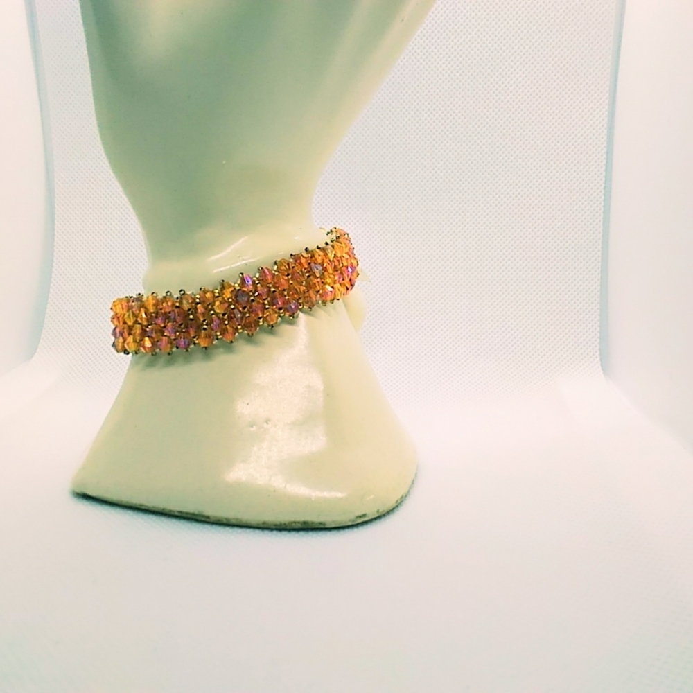 100+ Aurora Borealis Orange crystal bracelet